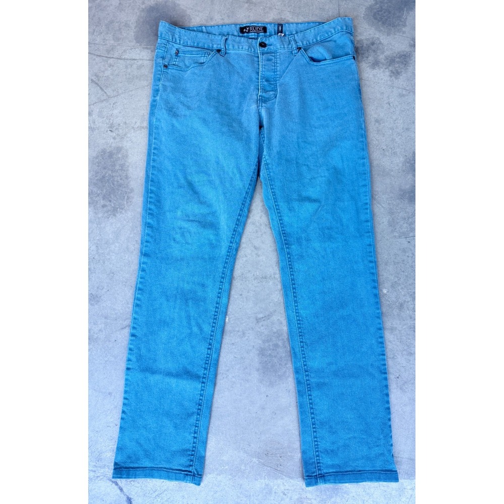 XXX Rude Jeans 36x32 Mens Skinny Jeans Pockets Green (Aqua)